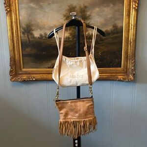 RAIS CAIS Tan Fringe Crossbody Bag